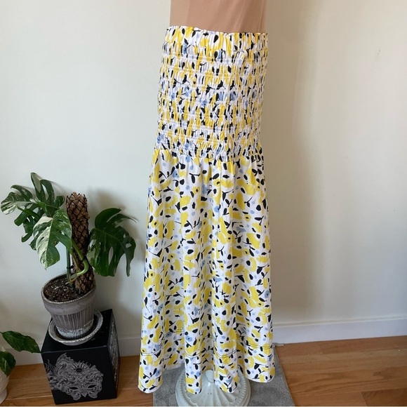 TANYA TAYLOR Lyla Floral Yellow Multi Cotton Smocked Midi Skirt NWOT Size 3X - Picture 7 of 11